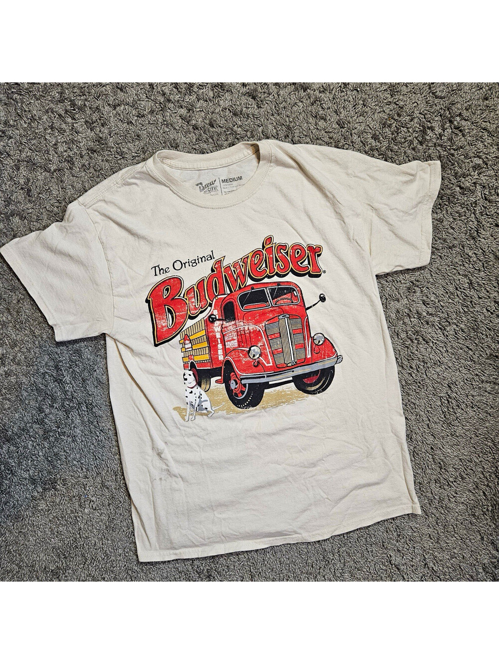 Budweiser Brew City Medium White T-Shirt "The Original Budweiser" Truck